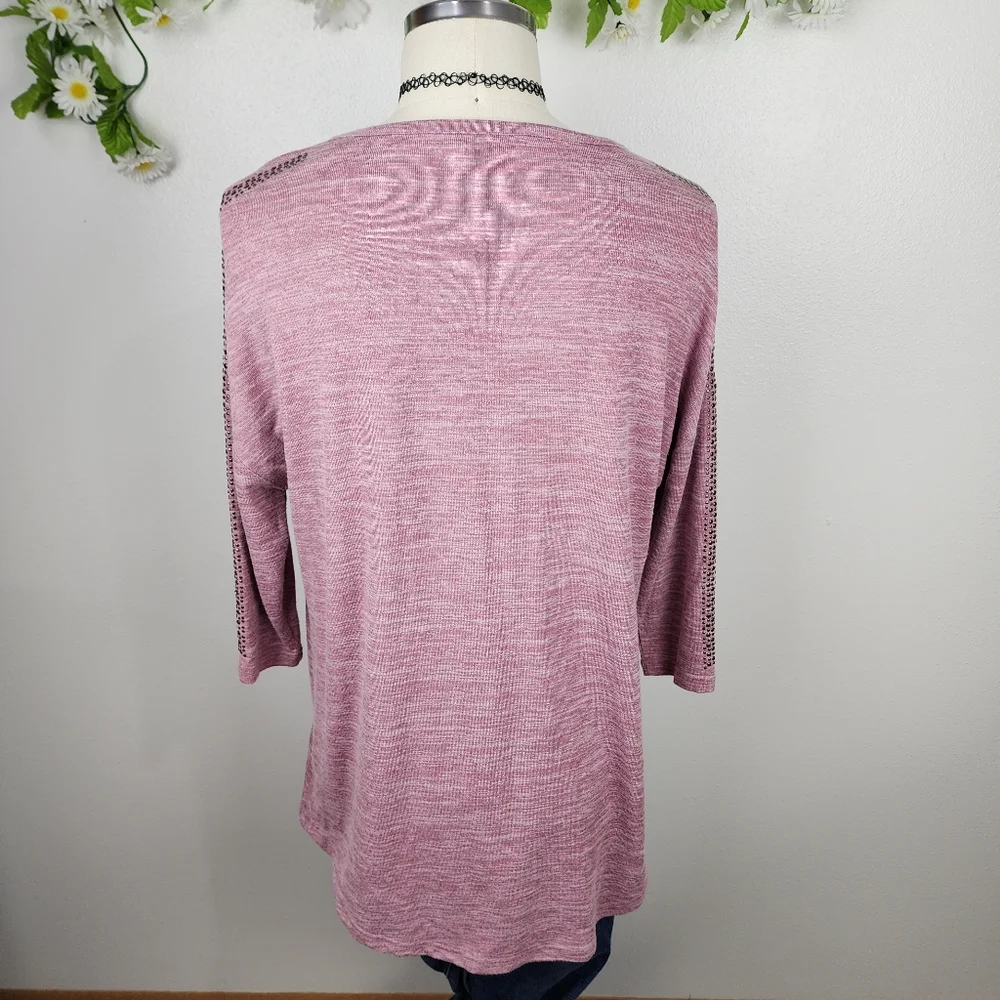 Cellbes Pink Sweater - Knit With Accents On Sleeves Sz XL